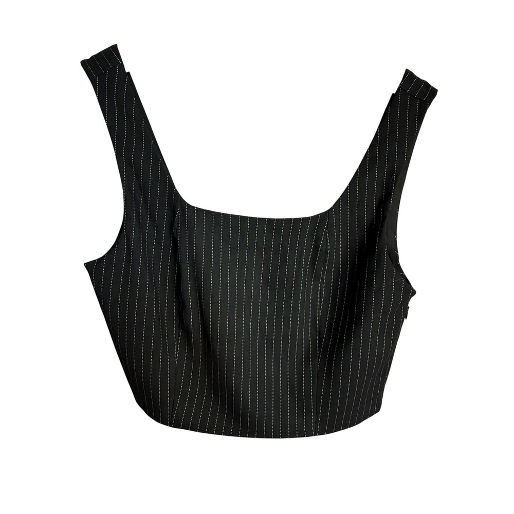 Sincerely Jules Pinstripe Tank Top Women's Medium Black Square Neck Cropped